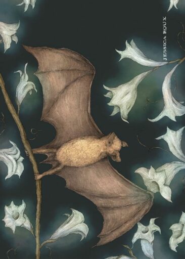 Bat and Moonflowers av Jessica Roux